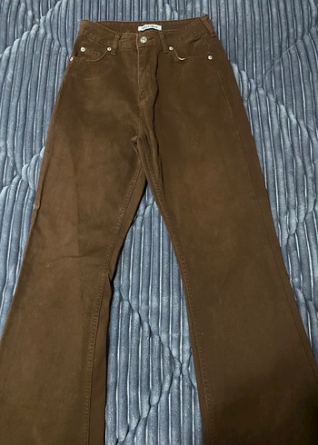 Kahverengi Kadın Süet Pantolon - Görsel 2