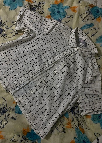 Gri Kareli Kısa Kollu Kadın Gömlek - Görsel 2