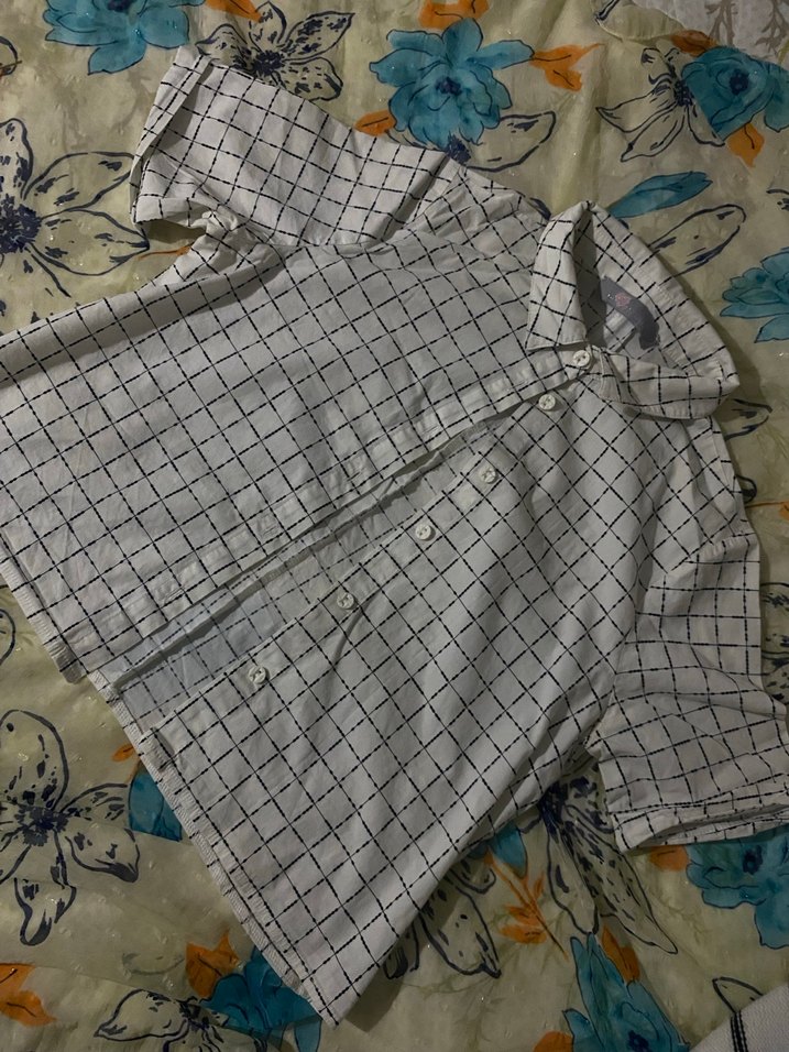 Gri Kareli Kısa Kollu Kadın Gömlek - Görsel 2