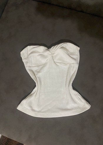 Diğer Ekru Fitilli Straplez Top