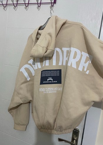Diğer Bej Fermuarlı Oversize Sweatshirt