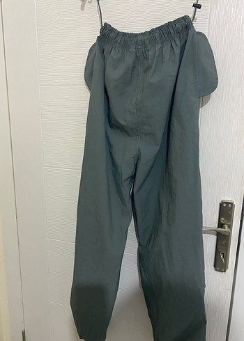 xl Beden turkuaz Renk Gri Bel Bantlı Bol Kesim paraşüt Kumaş Pantolon
