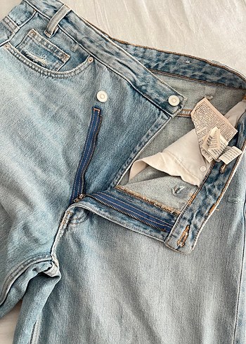 40 Beden Kadın acim mavi Denim Bol Kesim Jean