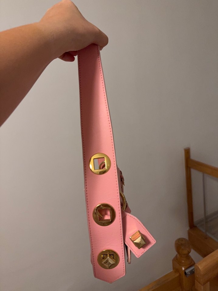 Pembe Deri Yılan Desenli Kadın Manc Çanta - Görsel 2