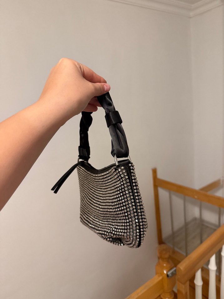 Siyah Parlak Payetli Kadın El Çantası - Görsel 2