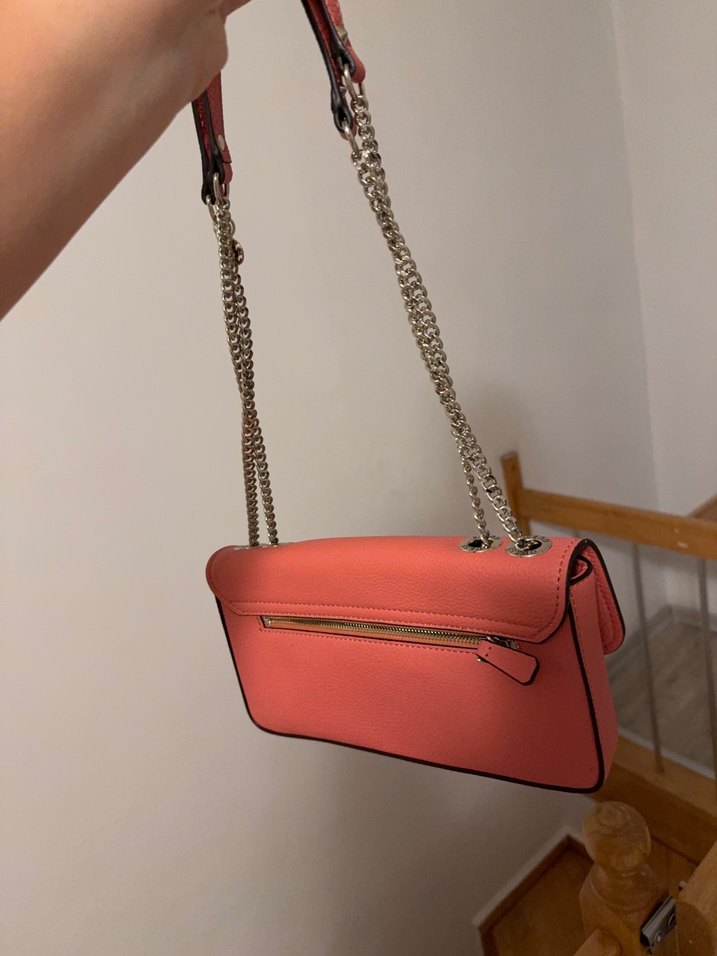 Pembe Zincir Detaylı Deri Kadın Çanta - Görsel 2