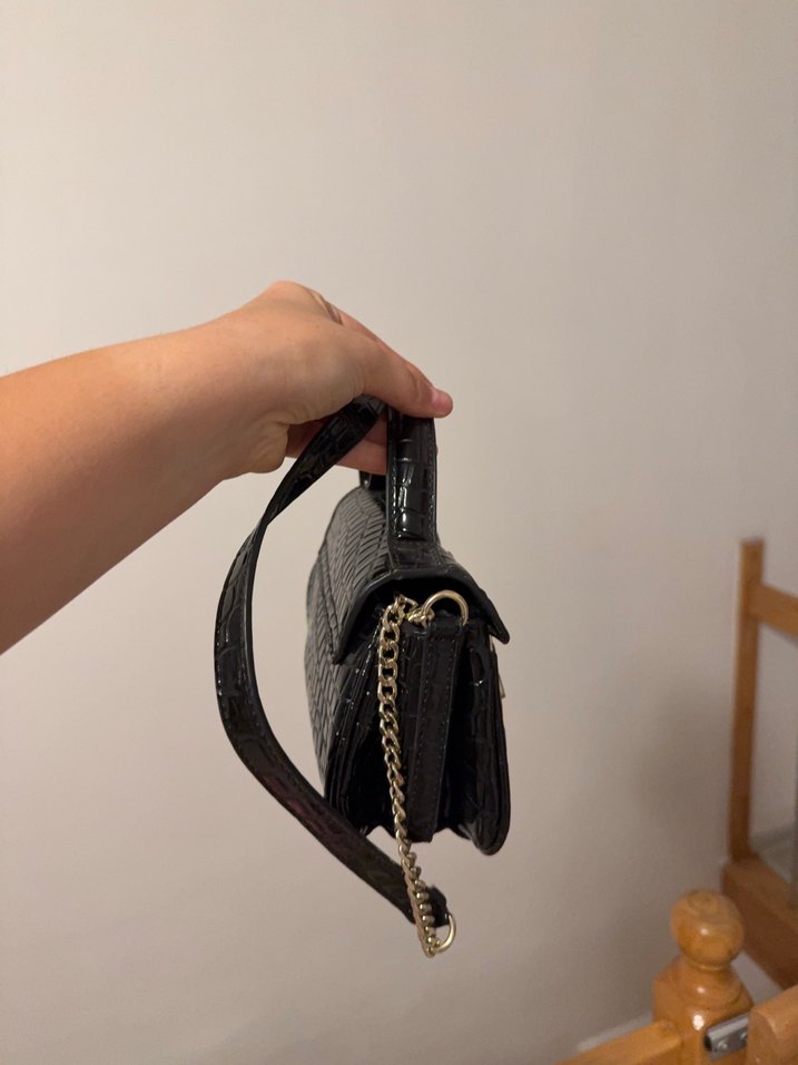 Krokodil Desenli Siyah Kadın Çanta - Görsel 2