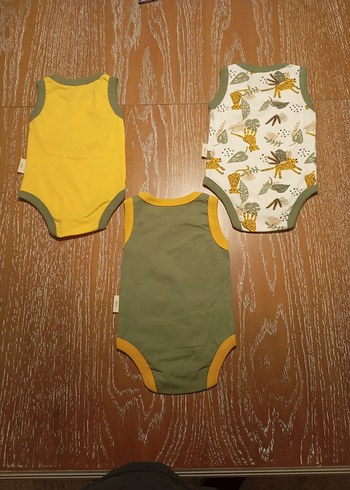 Sarı Leopar Desenli Bebek Body 3'lü Set - Görsel 5