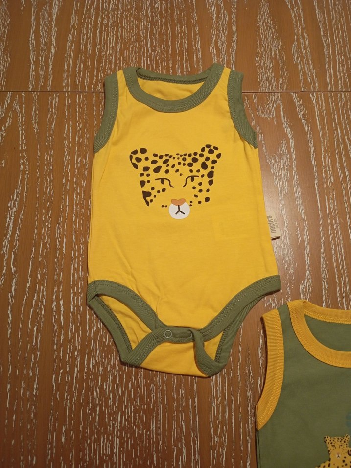 Sarı Leopar Desenli Bebek Body 3'lü Set - Görsel 4