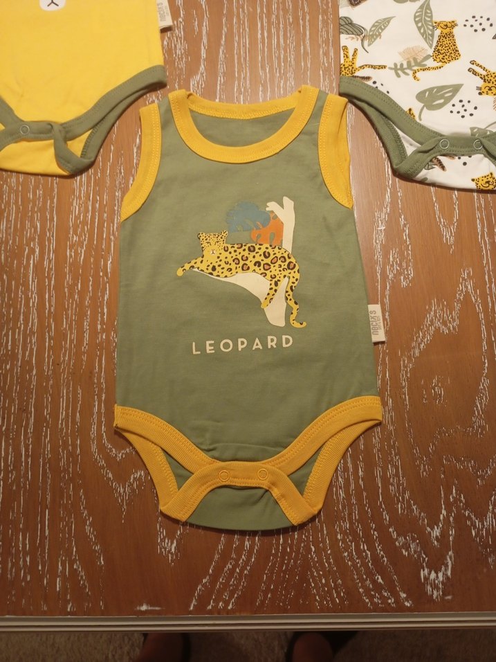 Sarı Leopar Desenli Bebek Body 3'lü Set - Görsel 2