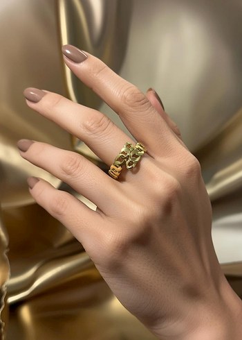 Zincir Detaylı Modern Klasik Altın Yüzük - Görsel 2