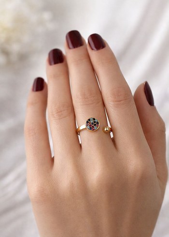 Renkli Taşlı Bohem Kadın Yüzük - Görsel 2