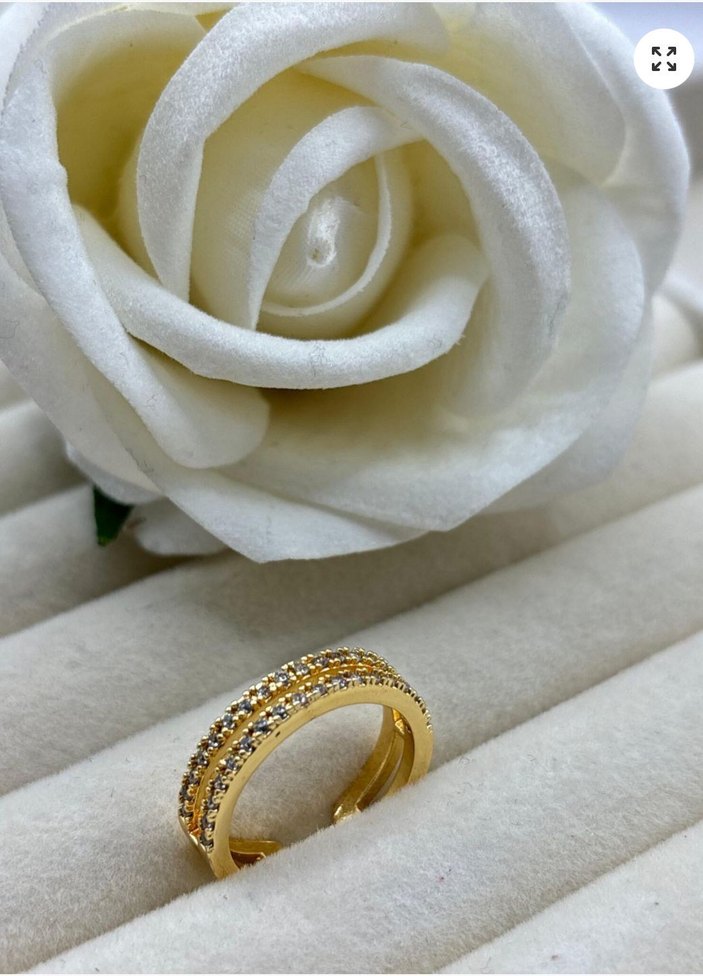 Bej Parıltılı Desenli Kadın Yüzük - Görsel 2