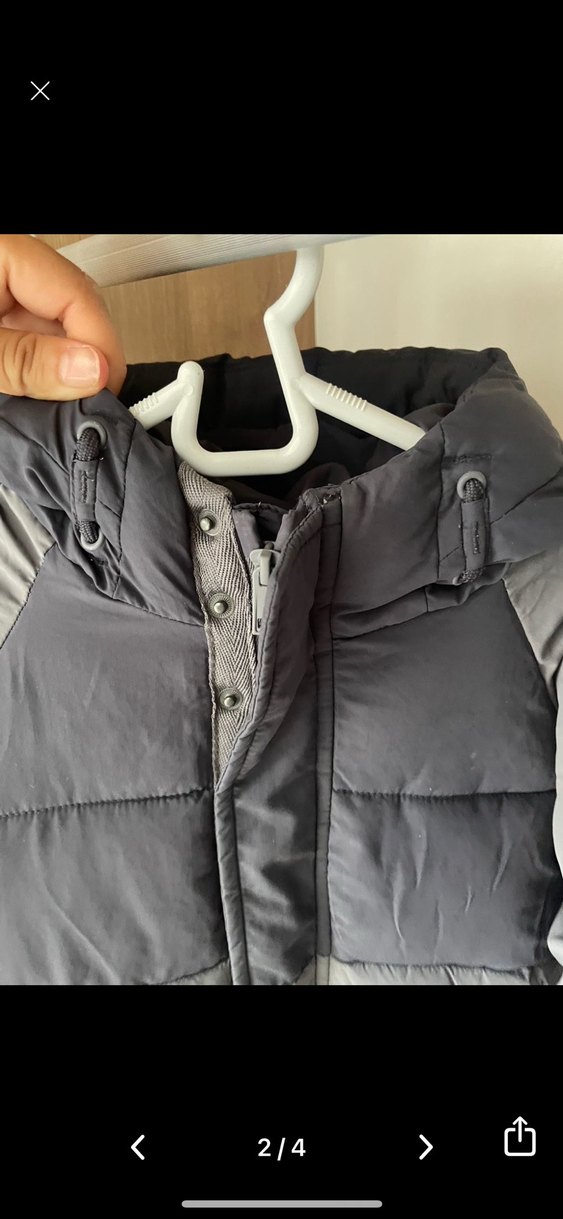 Erkek Çocuk Gri Kapüşonlu Kemerli Mont - Görsel 2