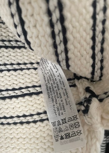 Zara Beyaz Çizgili Örgü Kadın Kazak - Görsel 5