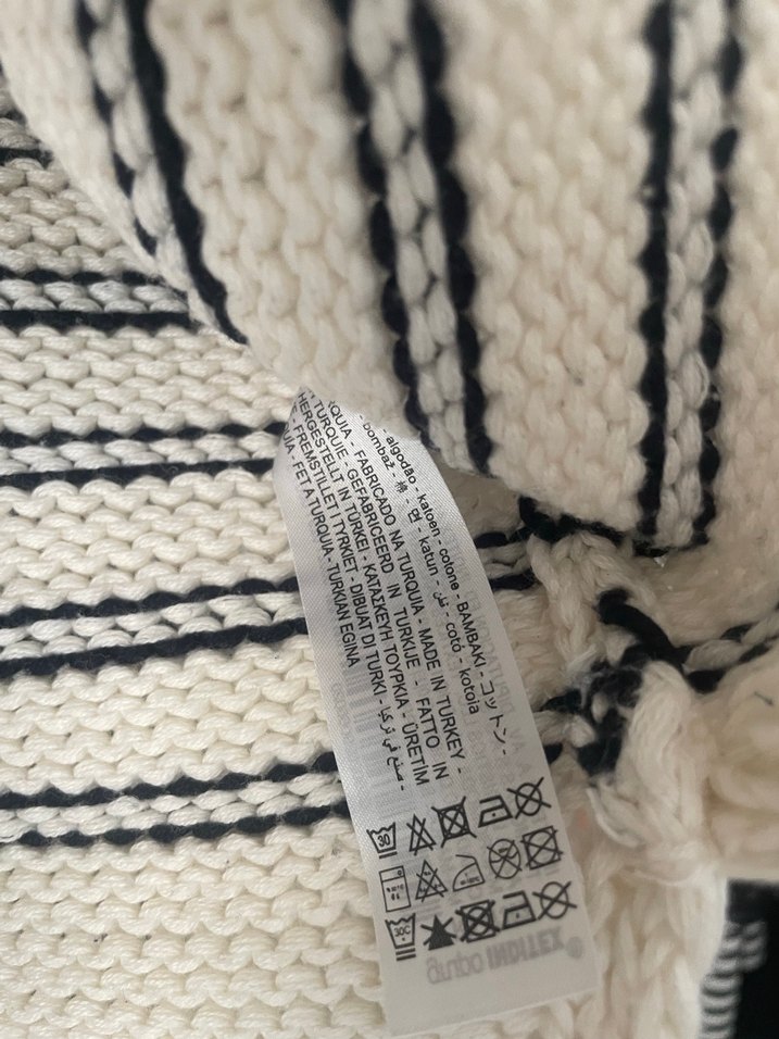 Zara Beyaz Çizgili Örgü Kadın Kazak - Görsel 5