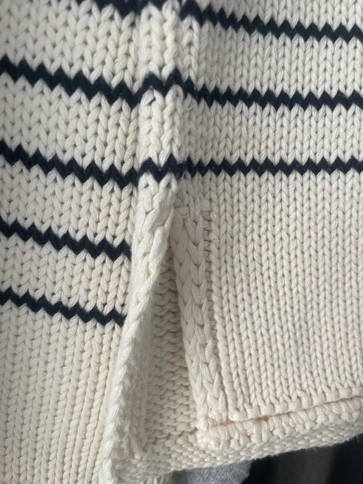 Zara Beyaz Çizgili Örgü Kadın Kazak - Görsel 4