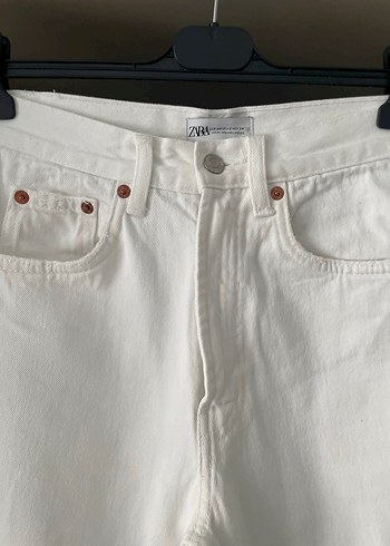 Beyaz Regular Fit Midi Kadın Kot Pantolon - Görsel 3