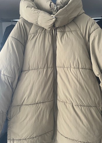 Bej Oversize Şişme Kışlık Kadın Mont - Görsel 2