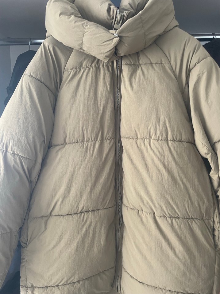 Bej Oversize Şişme Kışlık Kadın Mont - Görsel 2