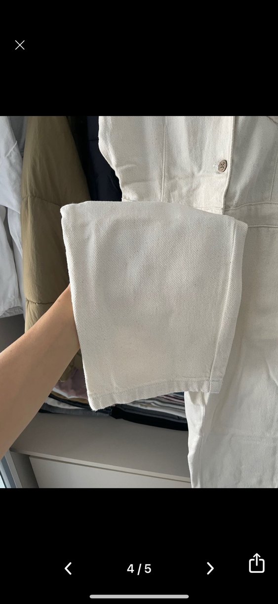 Beyaz Kısa Kollu Düğmeli Kadın Tulum - Görsel 4