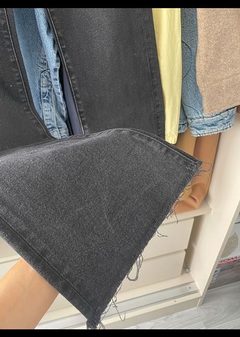 Gri Normal Boy Geniş Kesim Kadın Kot Pantolon - Görsel 2