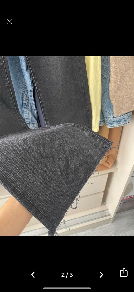 Gri Normal Boy Geniş Kesim Kadın Kot Pantolon - Görsel 2