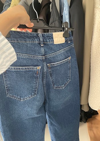 Kadın Mavi Bol Kesim Midi Denim Pantolon - Görsel 5