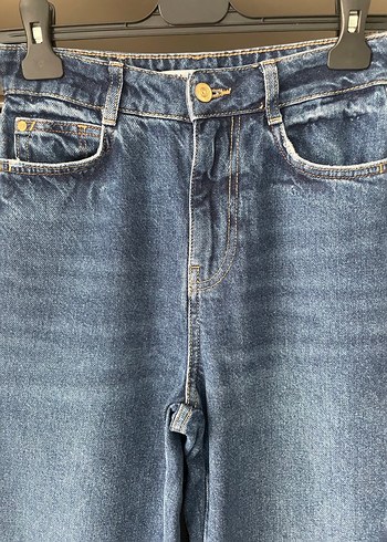 Kadın Mavi Bol Kesim Midi Denim Pantolon - Görsel 3