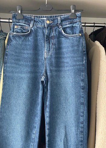 Kadın Mavi Bol Kesim Midi Denim Pantolon - Görsel 2