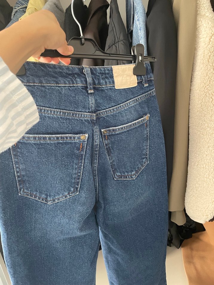 Kadın Mavi Bol Kesim Midi Denim Pantolon - Görsel 5