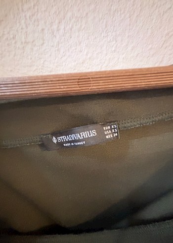 Stradivarius Kadın Koyu Haki Drapeli Uzun Kollu Bluz