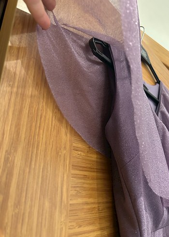 Mor V Yakalı Uzun Abiye Elbise - Görsel 5