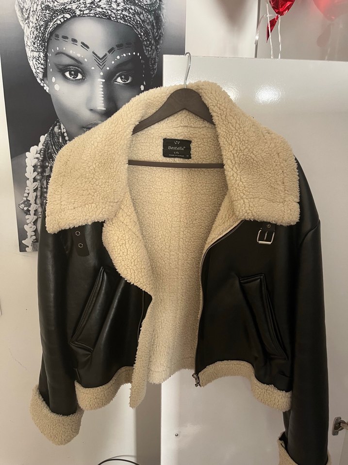 Kadın Siyah Deri Kısa Bomber Ceket - Görsel 4