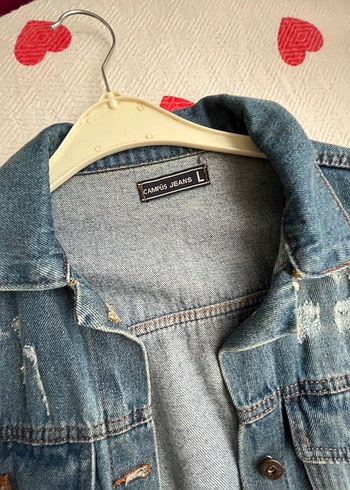 l Beden Düğmeli Mavi Denim Midi Ceket