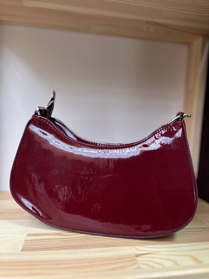 Bordo Parlak Deri Kadın Çanta - Görsel 2