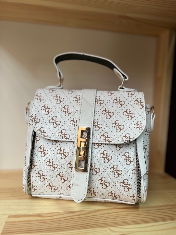 Bohem Beyaz Deri Kadın Çanta - Görsel 2