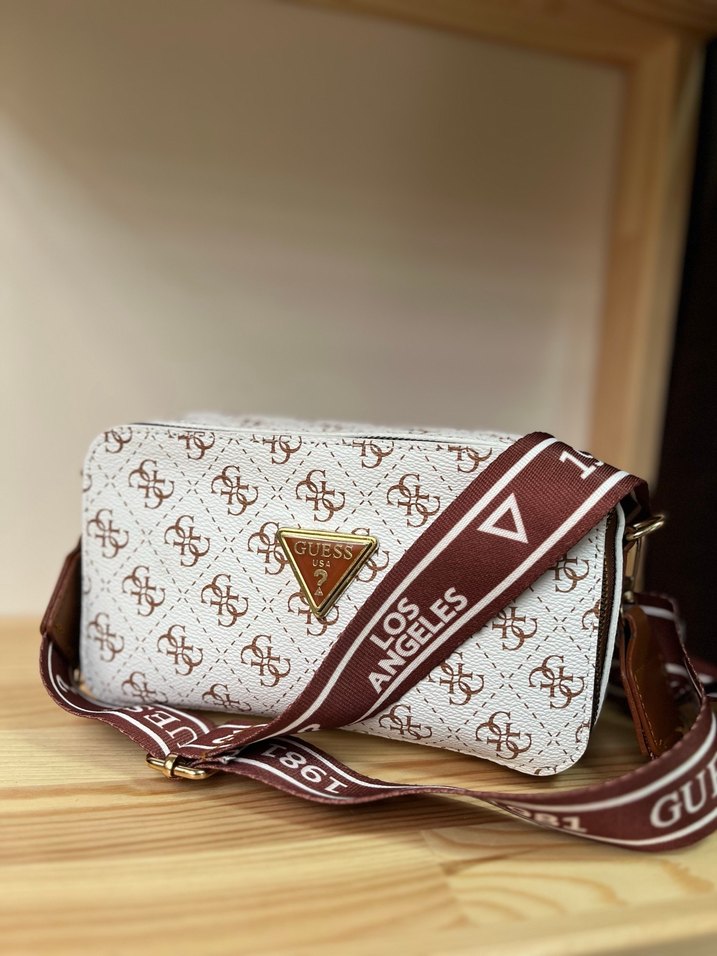 Baskılı Kahverengi Deri Kadın Çapraz Çanta - Görsel 2