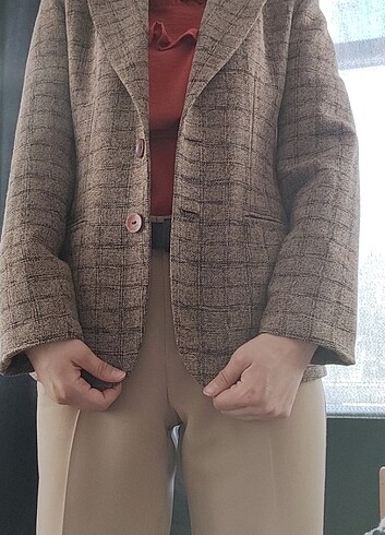 38 Beden kahverengi Renk Kadın blazer ceket