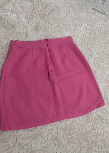 s Beden pembe Renk Pembe Mini Etek, İnce Kesim, Saten Dokulu