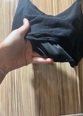 m Beden siyah Renk Boncuklu Siyah Mini Crop Top