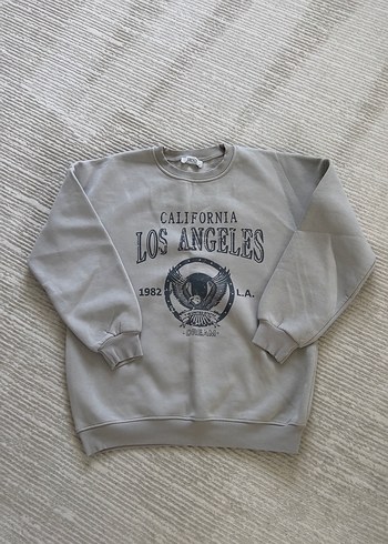Diğer Gri Kadın Baskılı Uzun Kollu Sweatshirt