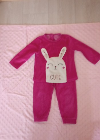 Uzun Kollu, Kürklü, Baskılı Pembe Bebek Kıyafeti - Görsel 4