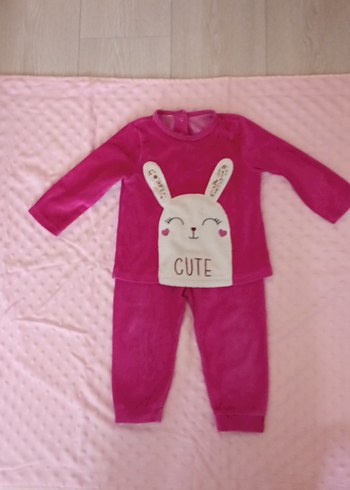 Uzun Kollu, Kürklü, Baskılı Pembe Bebek Kıyafeti - Görsel 3