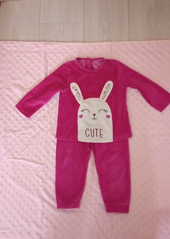 Uzun Kollu, Kürklü, Baskılı Pembe Bebek Kıyafeti - Görsel 2