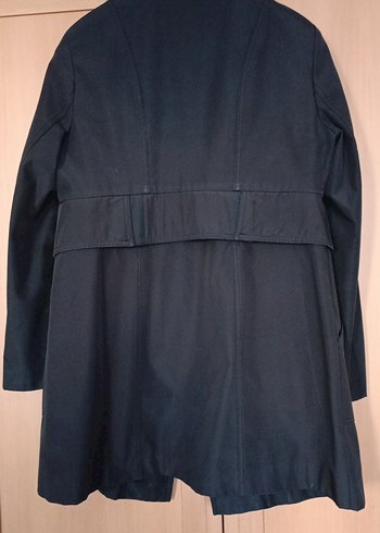 Siyah Midi Trençkot Fermuarlı - Görsel 5