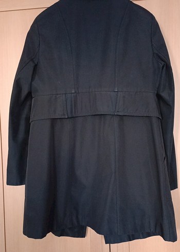 Siyah Midi Trençkot Fermuarlı - Görsel 6