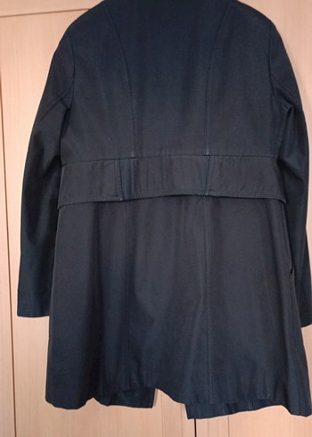 Siyah Midi Trençkot Fermuarlı - Görsel 7