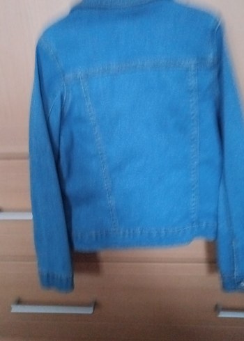 Kız Çocuk Parlak Mavi Kot Ceket - Görsel 5