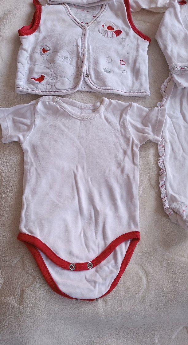 Beyaz Nakışlı Bebek Kız Kıyafet Seti - Görsel 2